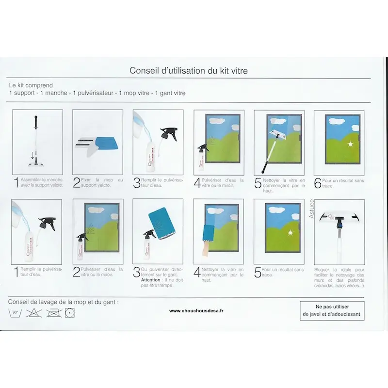 Protocole de nettoyage des vitres avec l'utilisation du vaporisateur