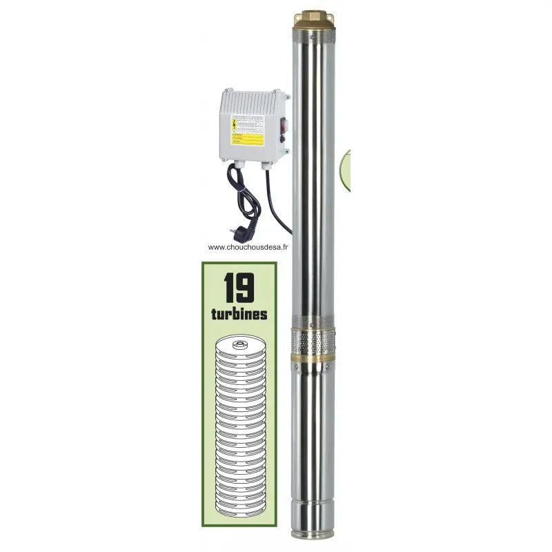 Pompe immergée Inox 1100 W pour forage Dia 90 mm