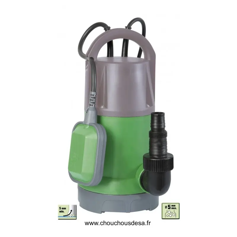 La pompe modulable aspire jusqu'à 5 mm du sol et des particules de 30 mm maxi