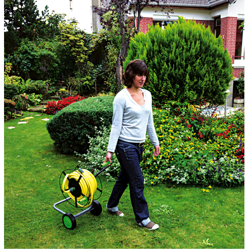 Tuyau d'arrosage Tubi'Roll diamètre 25 mm sur support à roues