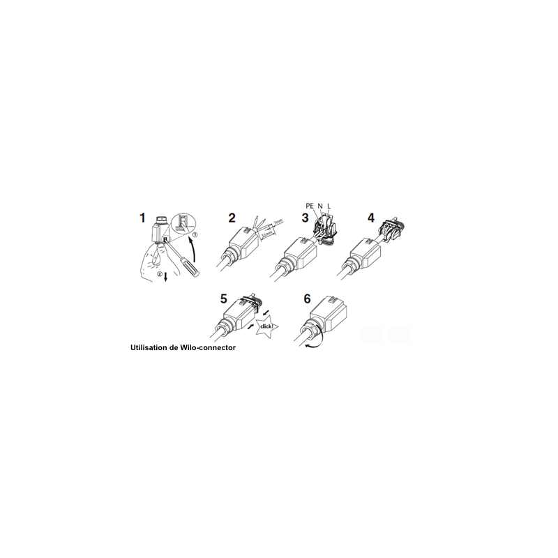 Connexion électrique de la pompe HiMulti 3-25 P avec Wilo-connector