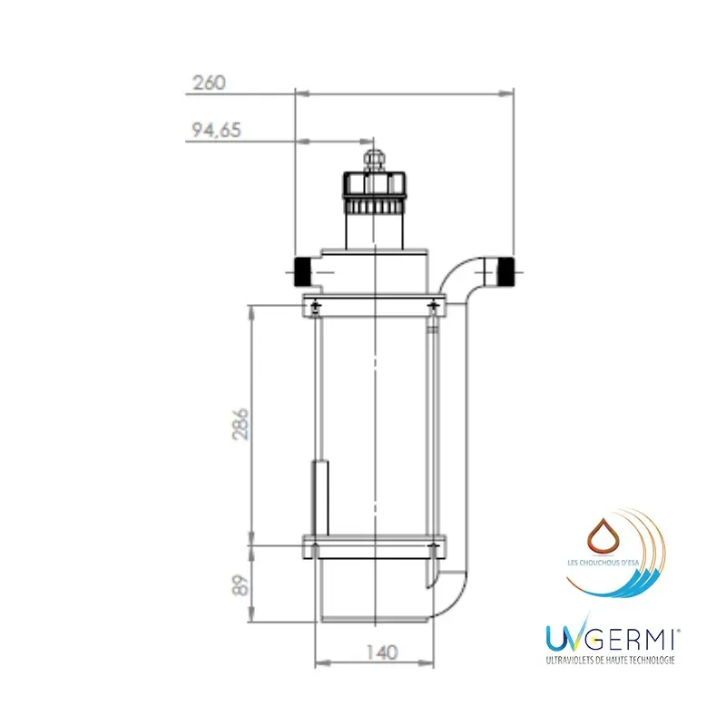 dimensions du réacteur ACS UV AP 60 UV GERMI