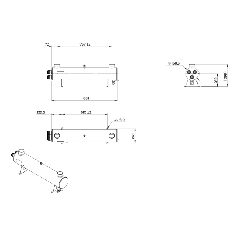 Réacteur UV GERMI UVPLUS 3W75 équipé de 3 lampes UV 75 W débit moyen 23 m3/h – Image 2