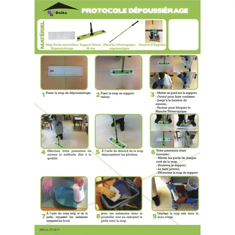 Protocole de dépoussiérage des sols par Concept Microfibre