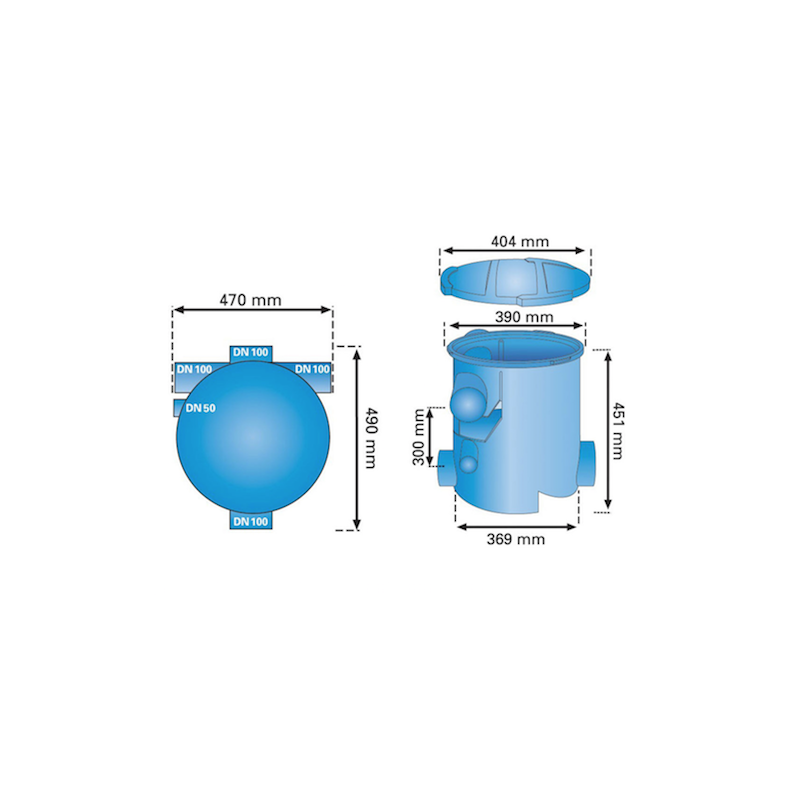 Dimension du filtre 3P VF1 Kettner collecteur d'eau de pluie