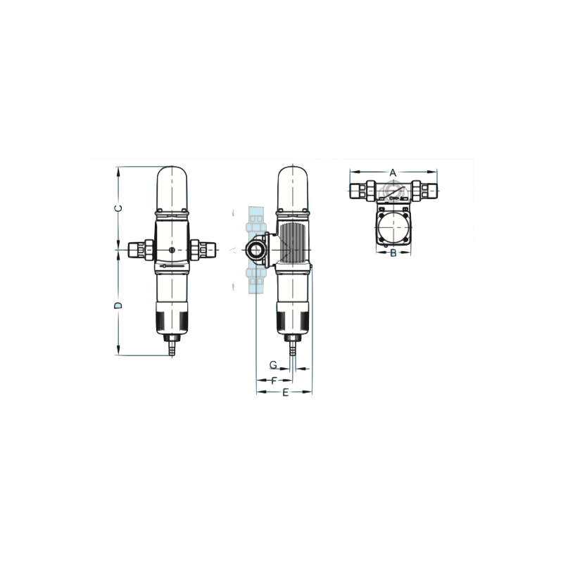 Plan d'encombrement du filtre anti-calcaire EASY FILT-BAL Judo