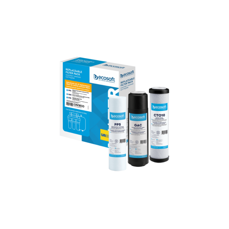 Kit 3 filtres avant membrane d'osmose pour osmoseur standard Ecosoft