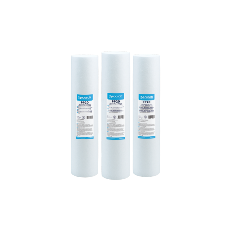 Lot de 3 filtres puromelt 10 pouces en 1, 5, 10 ou 20 microns pour filtration d'eau Ecosoft
