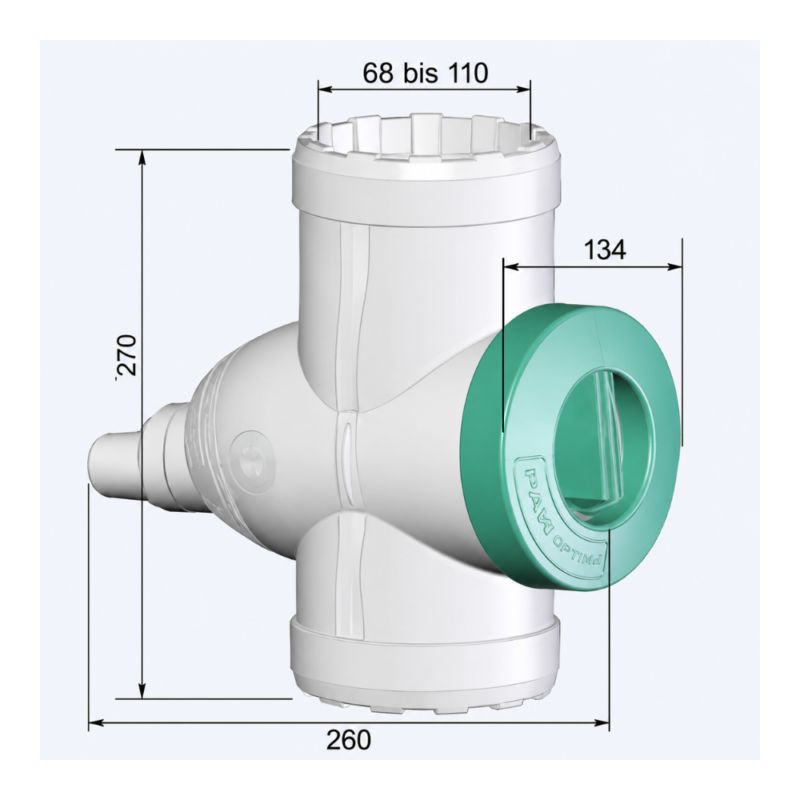 Schéma des dimensions du collecteur de gouttière filtrant 3P Garantia