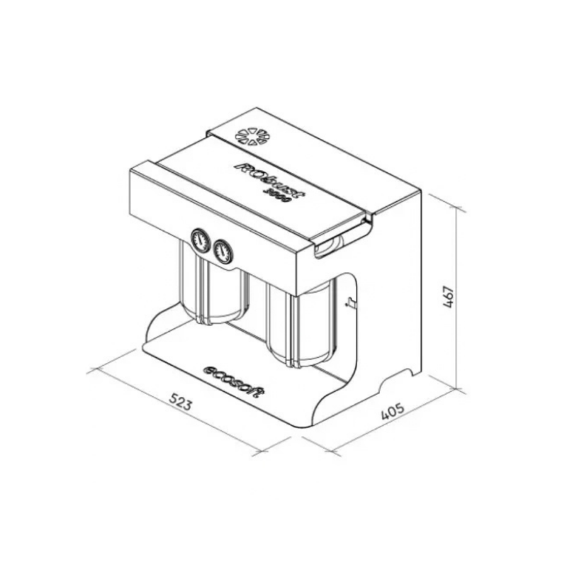 Dimensions de l'osmoseur inverse Robust 3000 Ecosoft