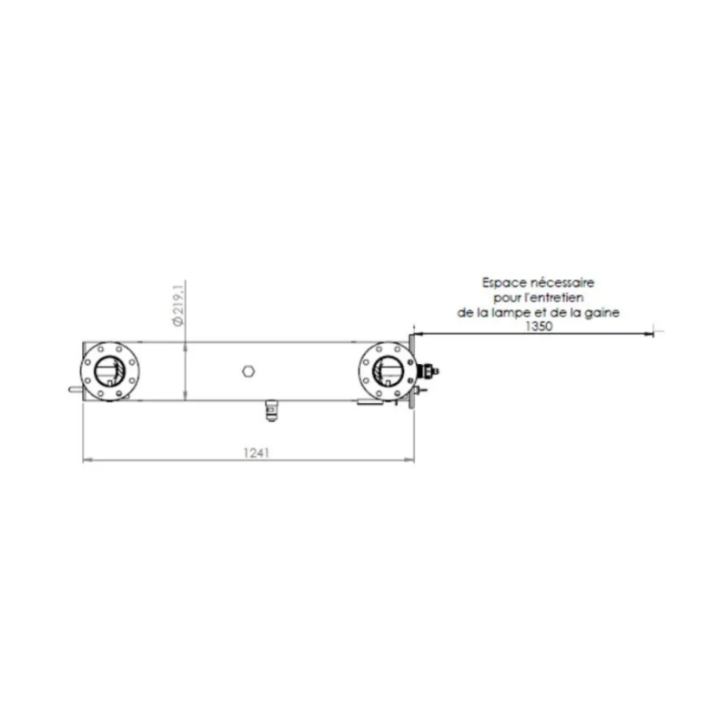 Dimensions du réacteur UV Germi AD 200 ACS vue de dessus