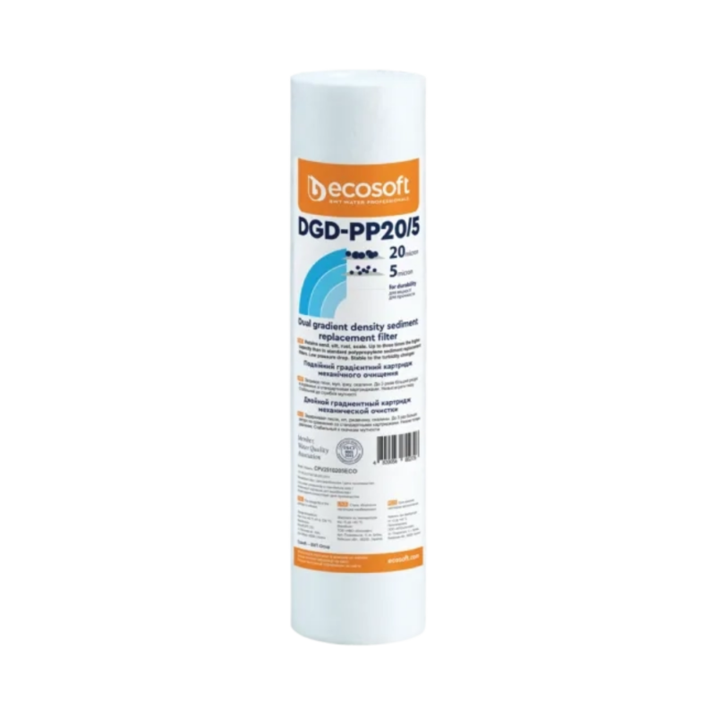 Filtre DGD-PP20/5 anti-impuretés 10 pouces Ecosoft double finesse 20 et 5 microns